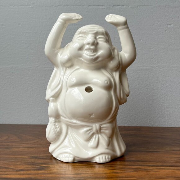Tiki Mug Ceramic Laughing Buddha Orchids Of Hawaii Asian Style Taiwan - Picture 1 of 13